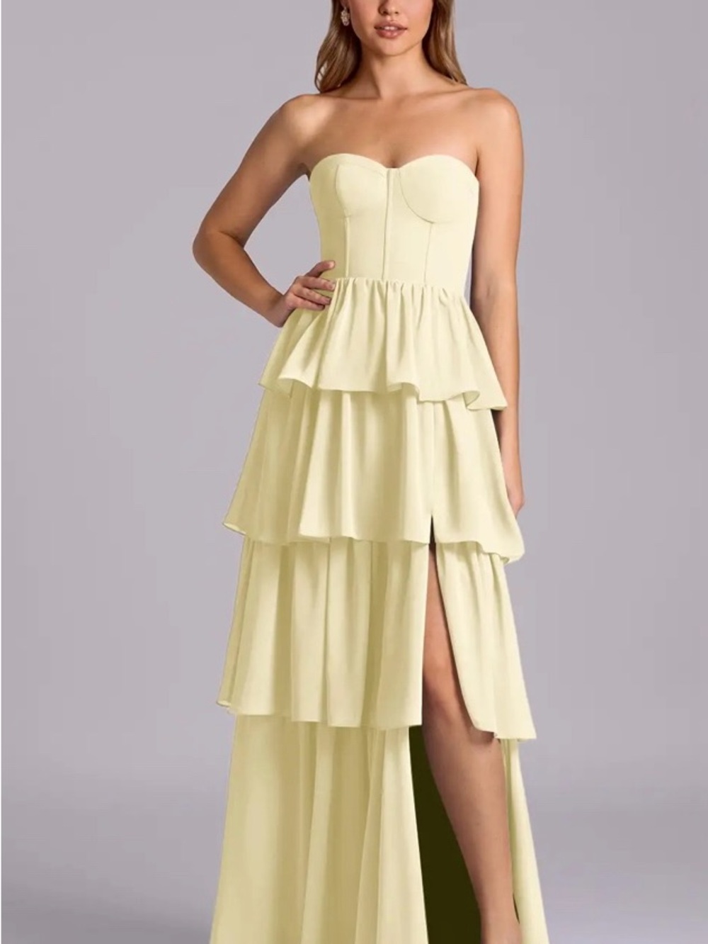 NWT Azazie Faye Strapless Yellow Bridesmaid Formal Dress
